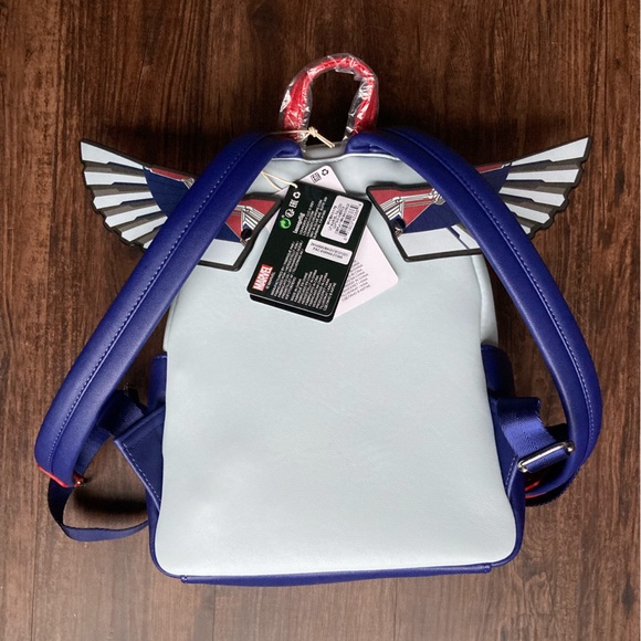 NWT Loungefly Disney Falcon Captain America Cosplay Mini Backpack - Picture 2 of 5